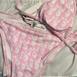 PINK CHRISTIAN DIOR PRINT BATHING SUIT